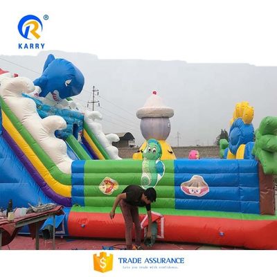 Sea World Theme Big Bouncy Slide Inflatable Fun City Commercial Bounce House 8x5x5.2m
