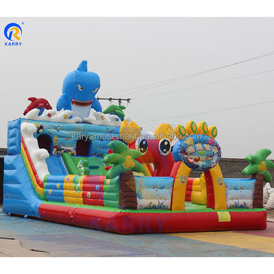 Sea World Theme Big Bouncy Slide Inflatable Fun City Commercial Bounce House 8x5x5.2m