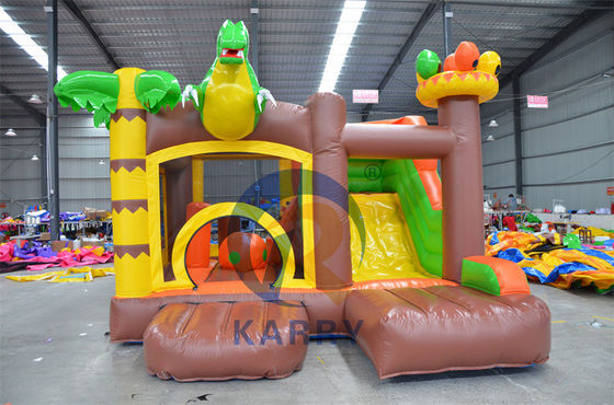 Jungle Adventure Castle Inflatable Bouncer Slide Combo with Jungle Animal Design
