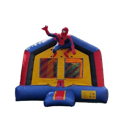 65kg Backyard Inflatable Bounce House with Slide and 3D Spiderman Air Jumping Design