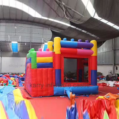 Commercial Jumping Castle Combo with Inflatable PVC Building Blocks and Slide