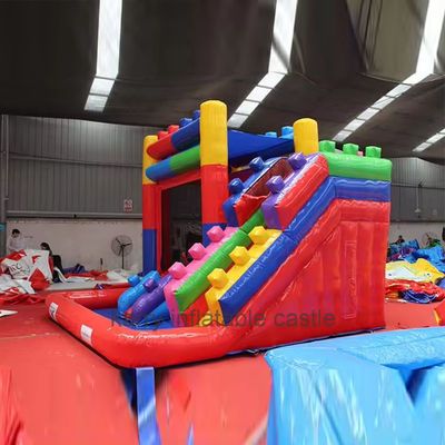 Commercial Jumping Castle Combo with Inflatable PVC Building Blocks and Slide