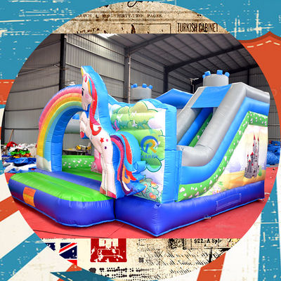 PORTABLE Kids' Castle Play House with Unicorn and Rainbow Bridge Bouncy Castle Rental