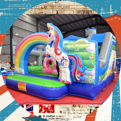 PORTABLE Kids' Castle Play House with Unicorn and Rainbow Bridge Bouncy Castle Rental