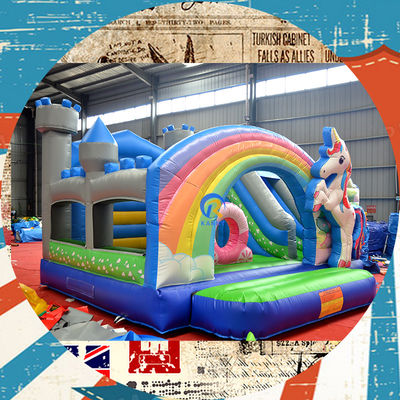 PORTABLE Kids' Castle Play House with Unicorn and Rainbow Bridge Bouncy Castle Rental