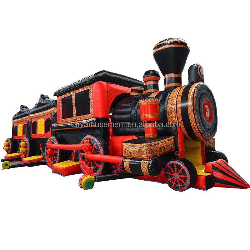 Commercial Inflatable Train Obstacle Course Combo Bounce House for Outdoor Kids Games
