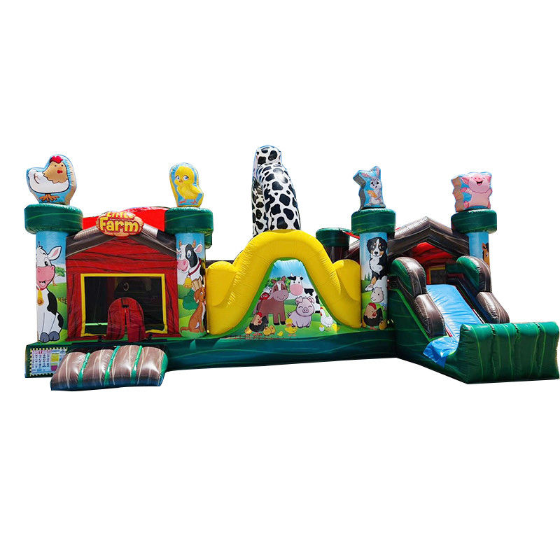 Indoor and Outdoor Fun Commercial PVC Inflatable Farm Animal Bouncy Castle with Slide