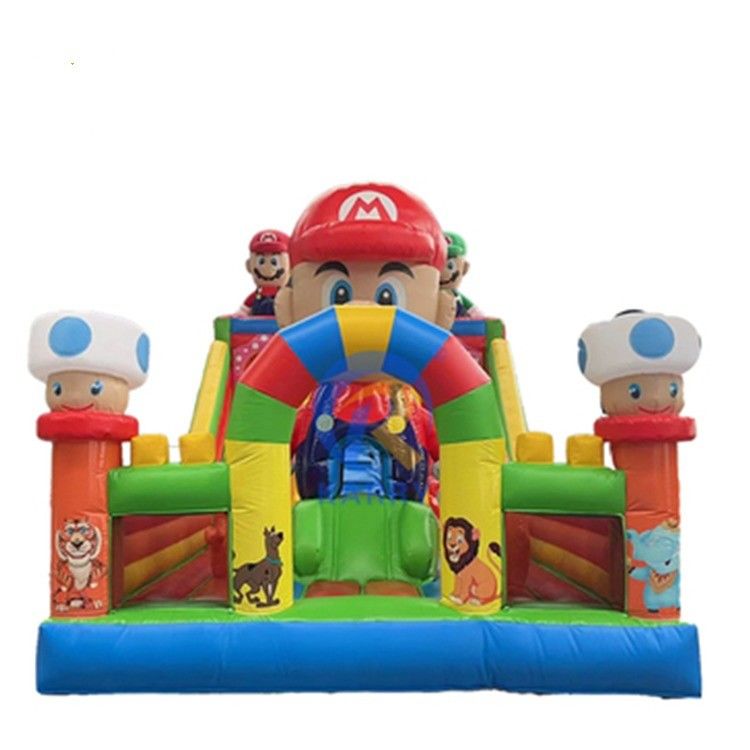 Large Super Mario Inflatable Slide Obstacle Course for Kids and Adults Games Included