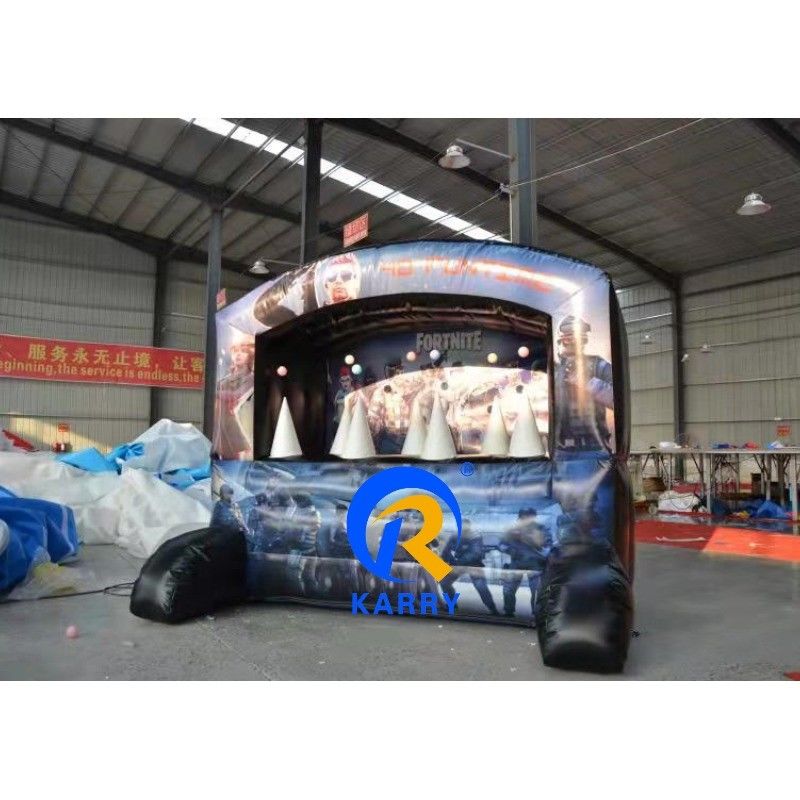 Interactive Shooting Game Launch Inflatable Bounce Bed with Blower and Customized Color