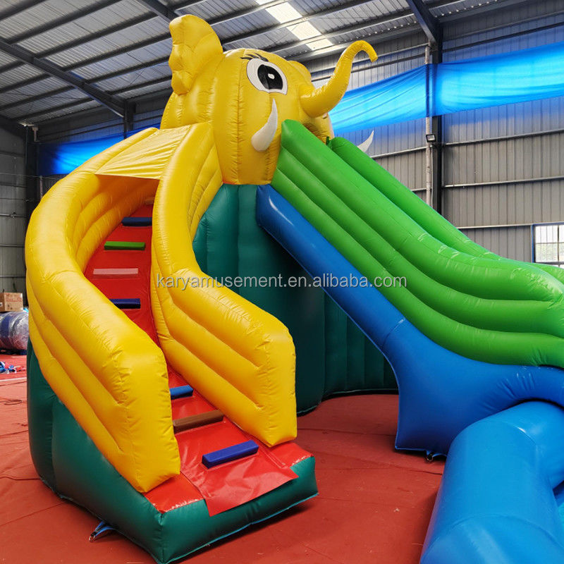 Customized Color PVC Elephant Theme Inflatable Water Park Combo Slide for Playground