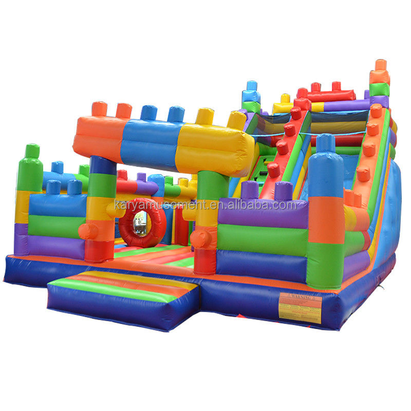 Colorful Kids Slide Inflatable Building Blocks Combination Bounce Slide for Adults