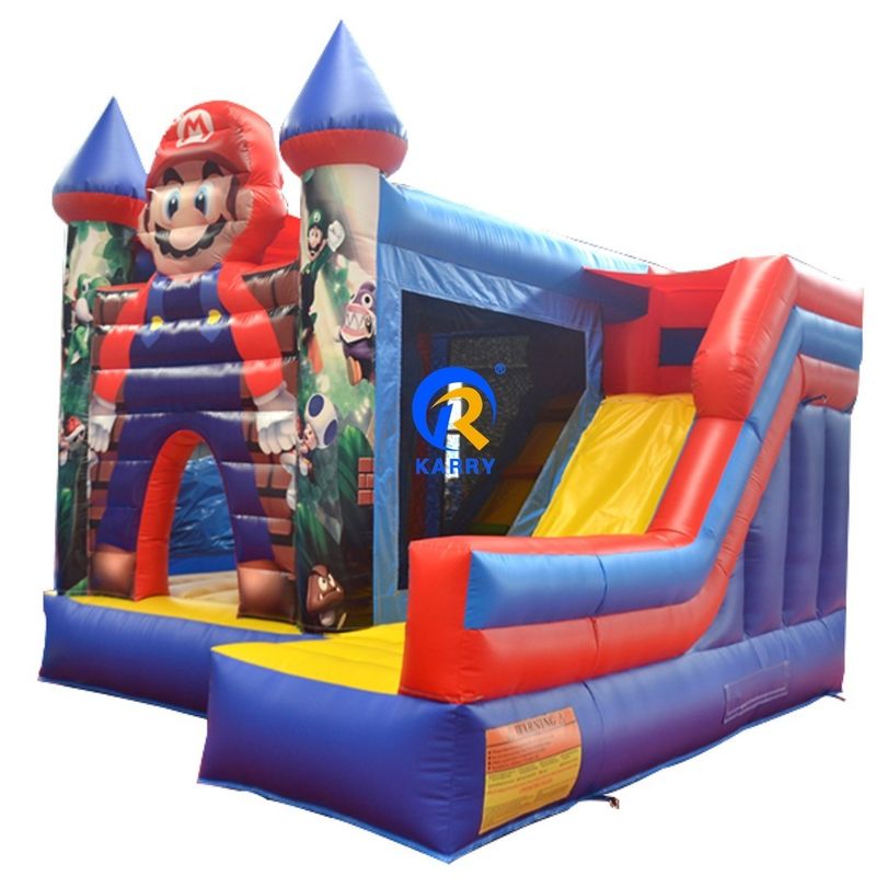 0.55mm PVC Vinyl Tarpaulin Inflatable Mario Bounce House Combo Castle Slide with Blower