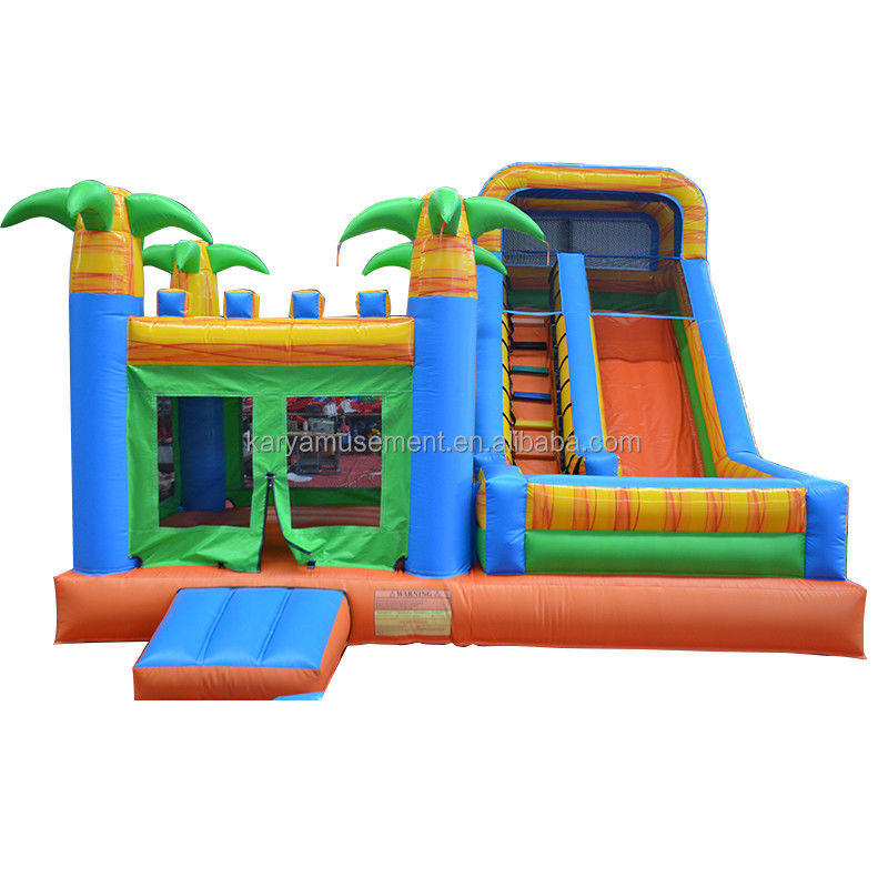 Castle Rental Palm Tree Inflatable Bouncy Castle with Slide Pool CE/EN71/EN14960 Certified