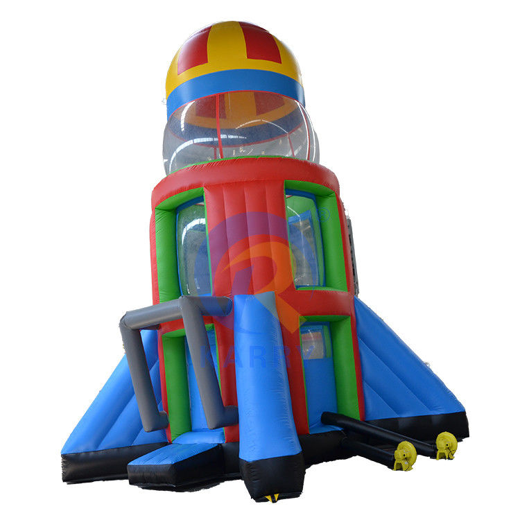 Custom Logo Printed PVC Inflatable Rocket Airborne Adventure Game for Kids and Adults