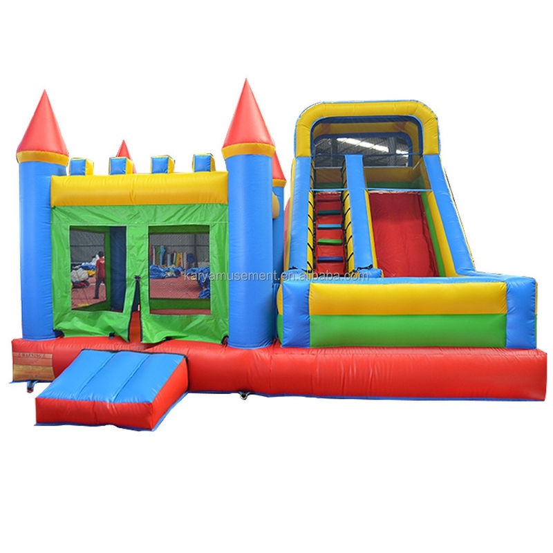 Features PORTABLE PVC Red N Blue Inflatable Castle with Pool N Slide Bouncer House