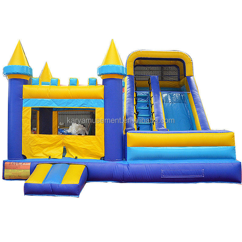 Customized Color Inflatable Bouncy Castle with Slide Classic Blue and Yellow
