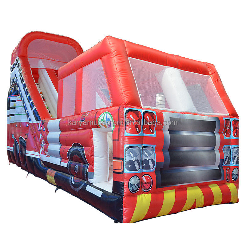 Digital printing Popular Red Fire Truck Dry or Wet Slide for Kids and Adults