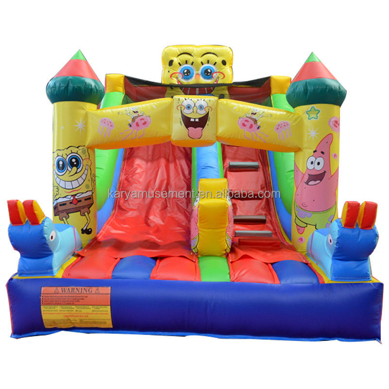 Commercial Inflatable Slip and Slide for Kids Pretty Good PVC Sponge-Bob SquarePants Slide