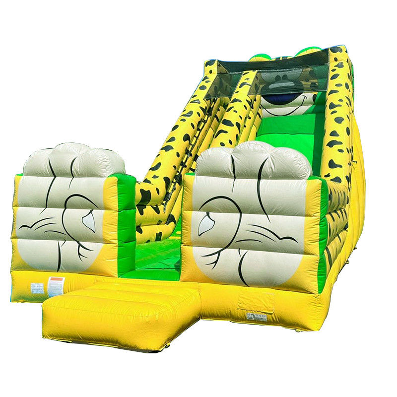 Digital Printing Yellow Leopard Print Inflatable Bounce Water Slide for Kids and Adults