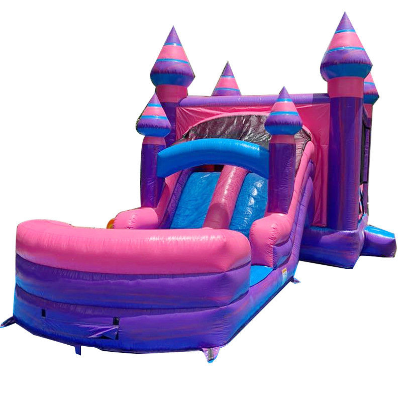 Children's Inflatable Trampoline Party Rentals Pink Princess Castle Combo with Slide Pool and Blower