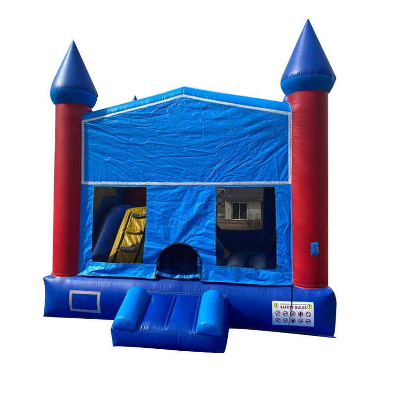 Customized Color Children's Blue Castle PVC Inflatable Bounce House with Inner Slide