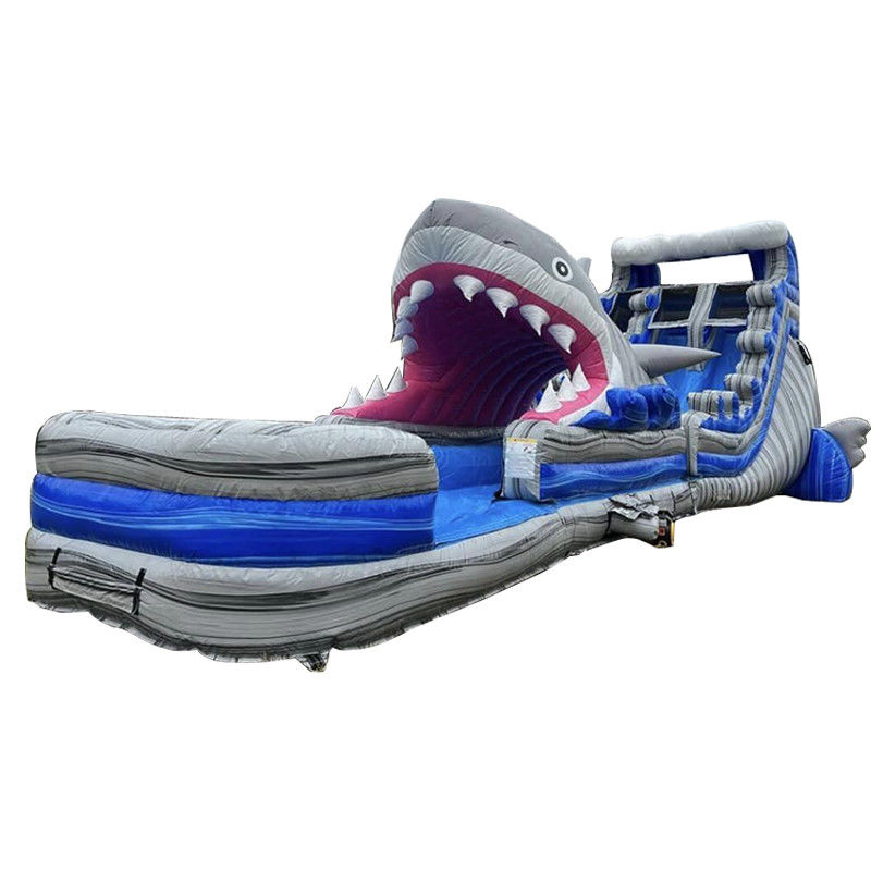 Customized Size Inflatable Water Slide with Big Shark Slip n Slide and Swimming Pool