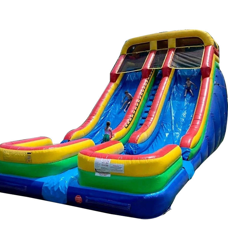 0.55mm PVC Tarpaulin Dual Pool Water Slide Inflatable for 5-10 Riders and Extra Large Size