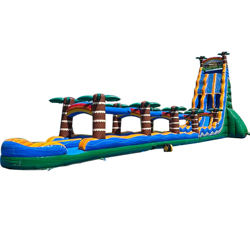 Extra Long Palm Tree Inflatable Slide Combo with Pool Must-Experience at Aquatic Park