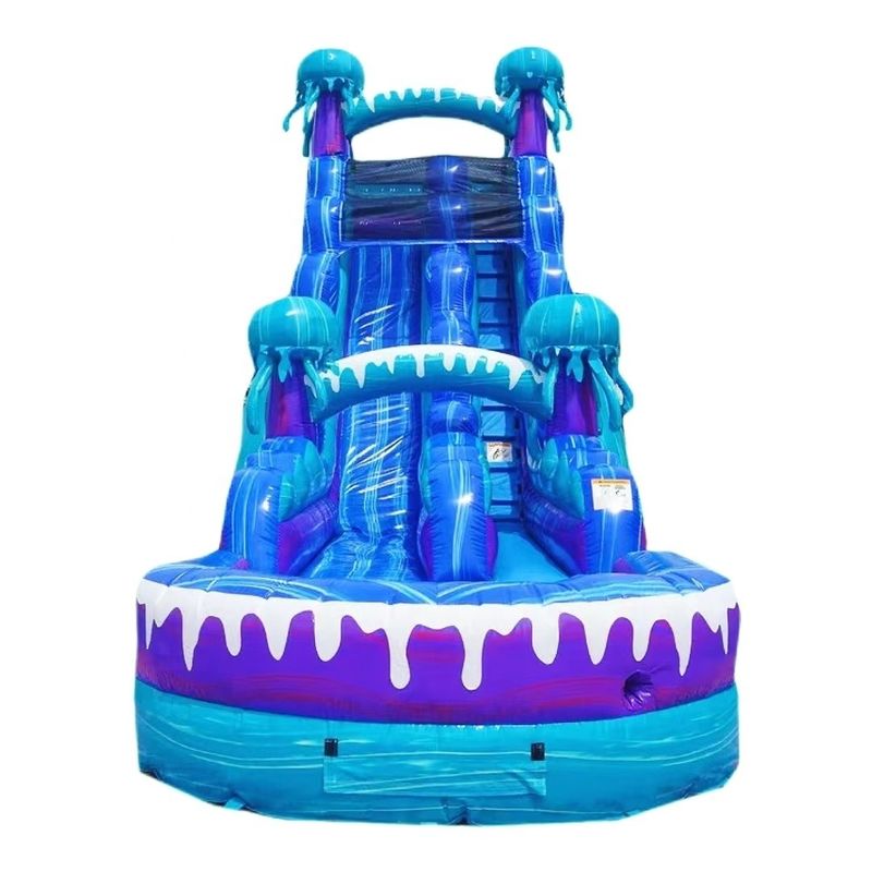 Outdoor Park Amusement Equipment 36ft Colorful Inflatable Water Slide with Swimming Pool