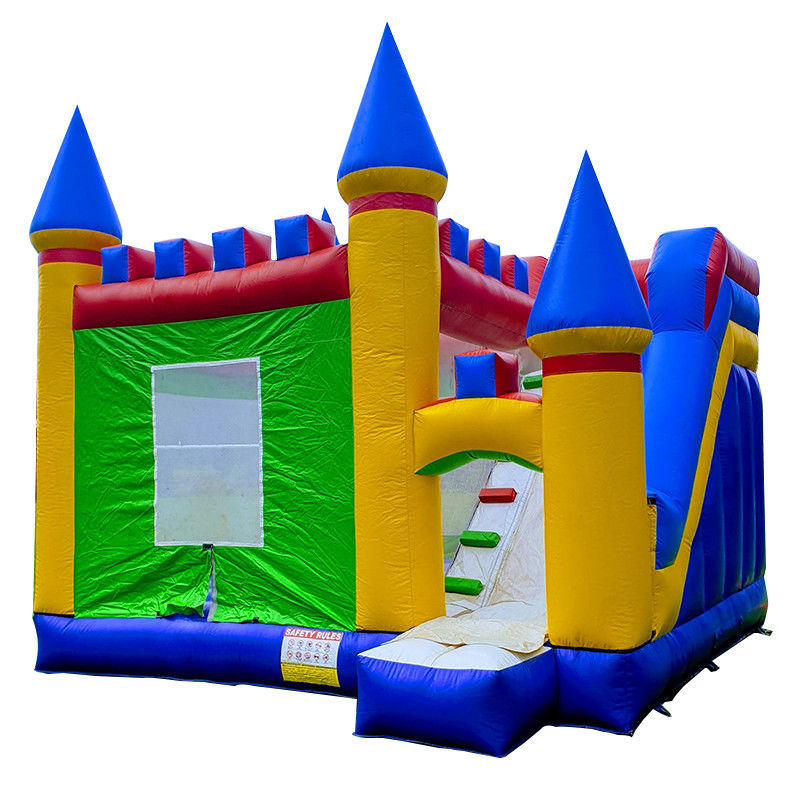 CE/EN71/EN14960 Certified Colorful Block Inflatable Castle Bounce House with Slide