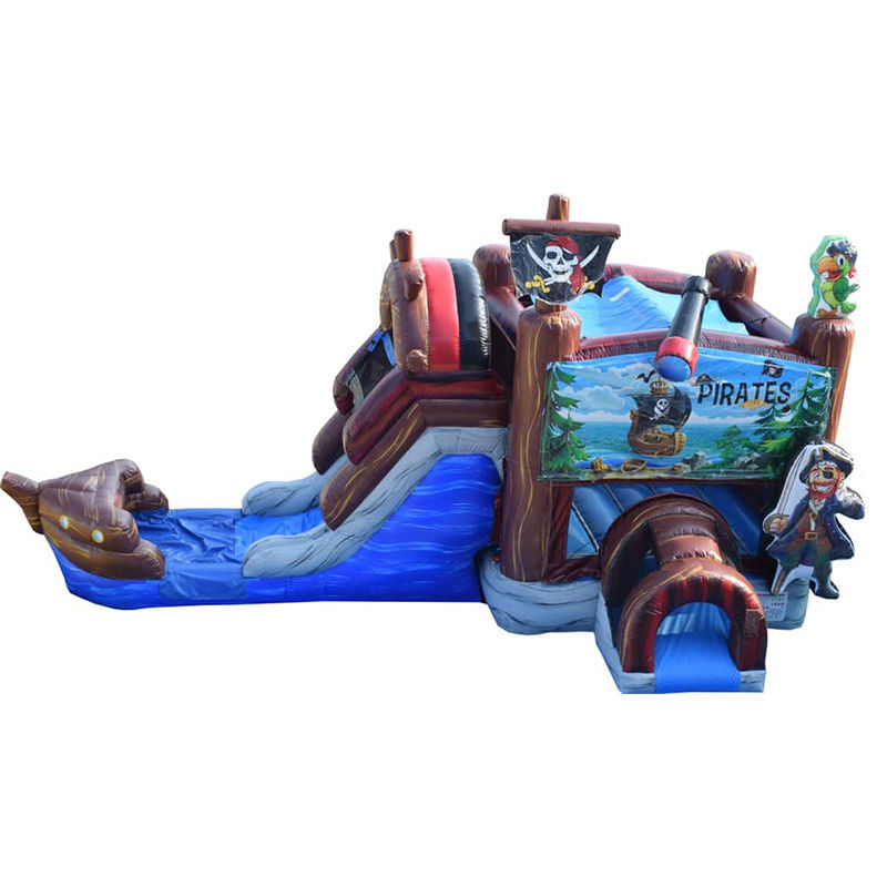 27ft Adults Size Pirate Ship Inflatable Bounce House with Slide and WaterSlide Combo