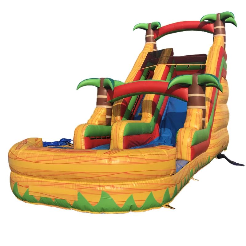 Commercial Occasion Customized Size Inflatable Palm Tree Single Wide Slide with Pool
