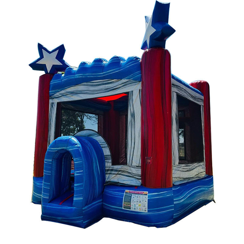 Customer Logo PVC Toddler Bed Blue Star Inflatable Bounce House Jumping Castle for Rent