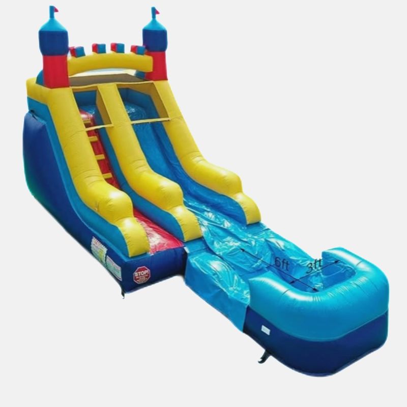 Water Pool Castle Style Inflatable Bouncy Fancy Long Water Slide for Kids and Adults