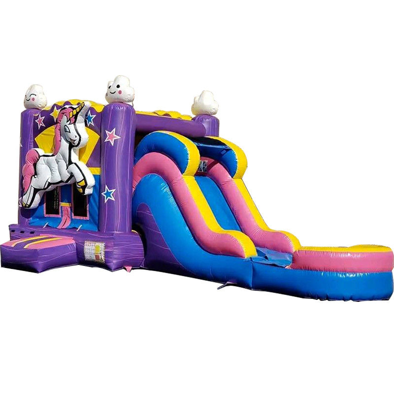 Unisex PORTABLE 3D Rainbow Unicorn Inflatable Bounce House with Slide n combo waterslide