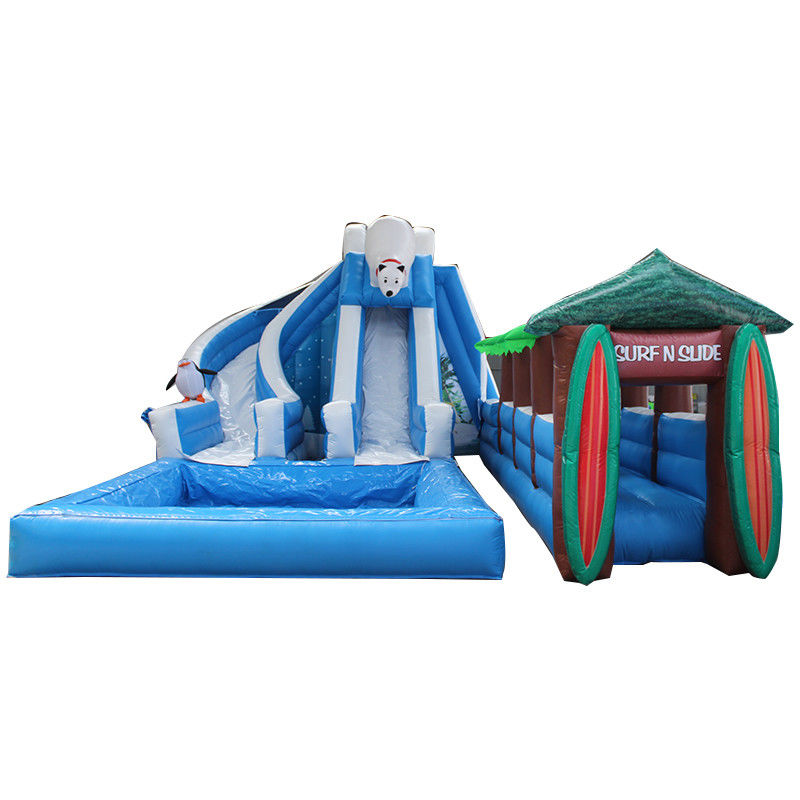 Park Polar Bear Series Inflatable Water Slide with Swimming Pool Made of Oxford Cloth