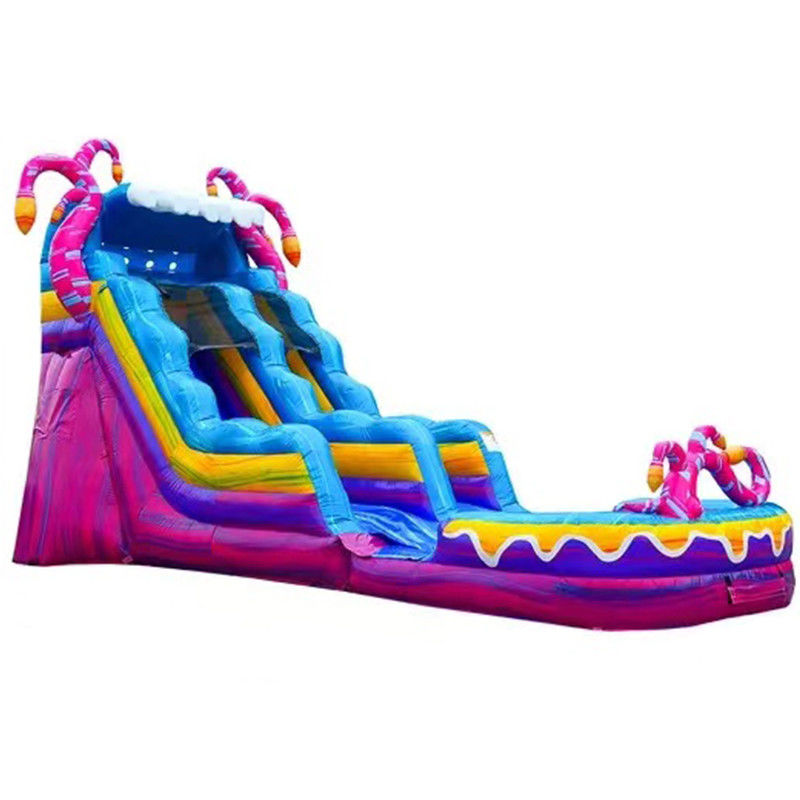 Commercial Grade Water Slide Inflatable with Splash Pool Customized Color and Size