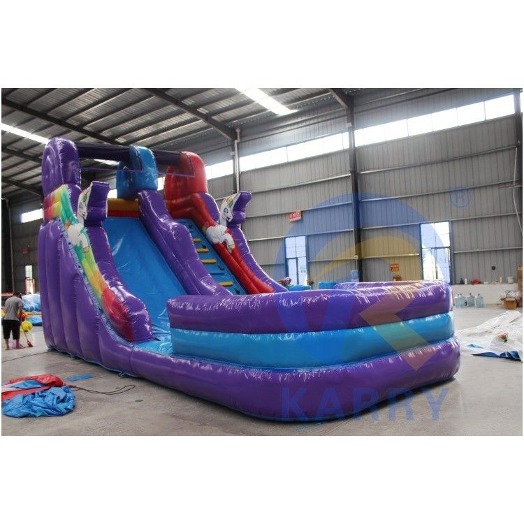 OEM Accepted Mini Unicorn PVC Inflatable Water Slide with Pool and Rocking Climbing