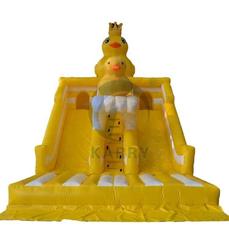 Unisex Little Yellow Duck Theme Jumping Castle Double Slides for Children's Park