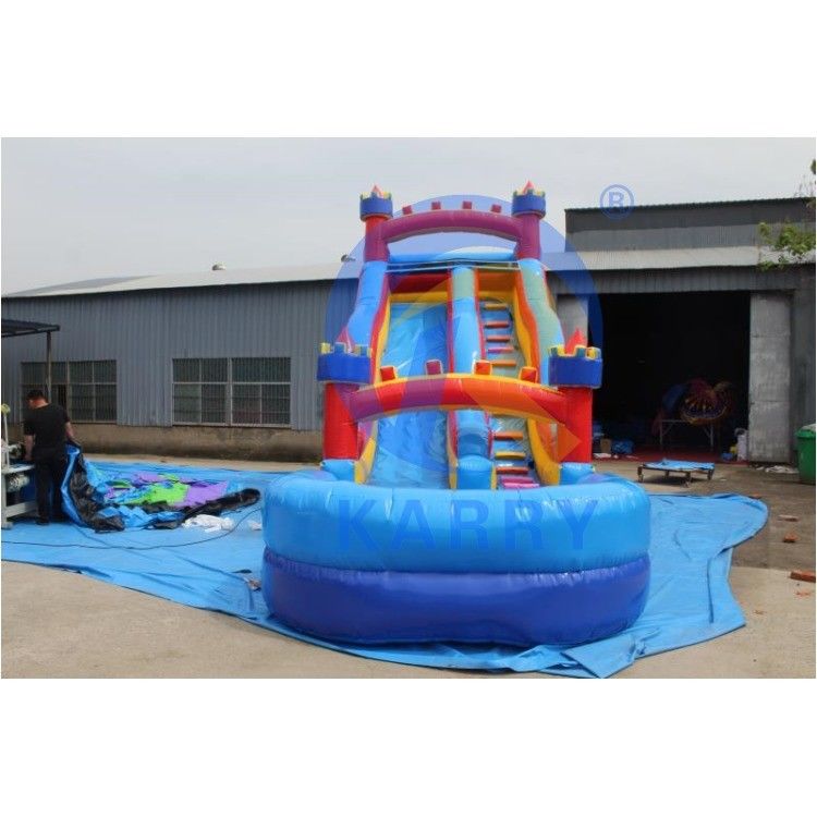 Indoor Red and Blue Kids Water Park Inflatable Games Slide with Digital Printing Logo