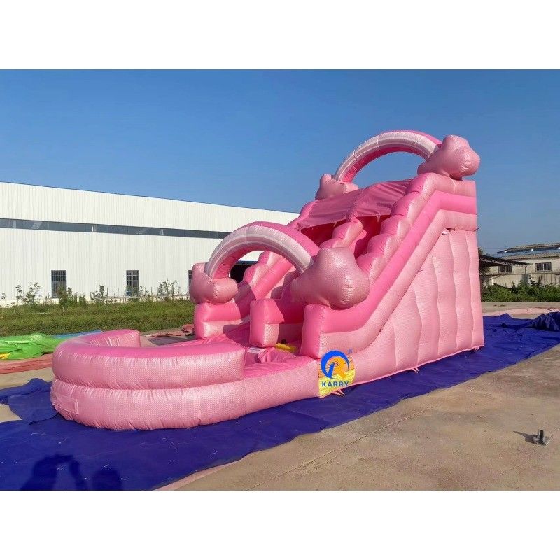 Unisex Mega Pink Inflatable Water Slide with Water Pool and Bounce House Combo All-In-One