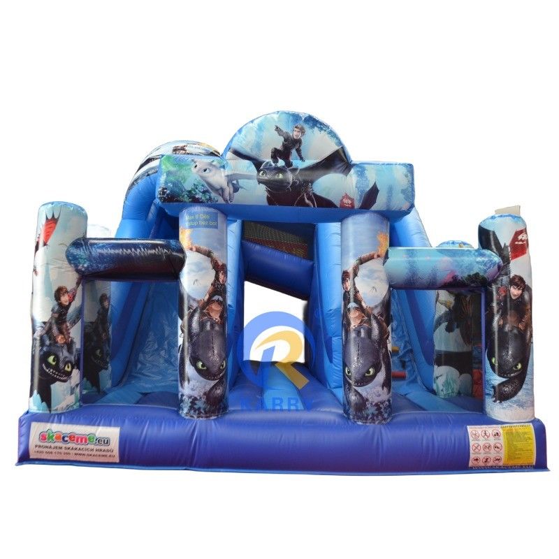 Outdoor Playground Commercial Grade PVC How to Train Your Dragon Inflatable Bouncer with 2 Slide Games