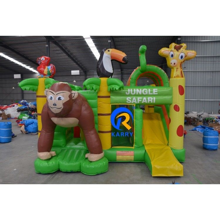 Unisex Portable Animal Paradise Inflatable Bounce House with Slide Wet Dry Heavy Duty Blower Included