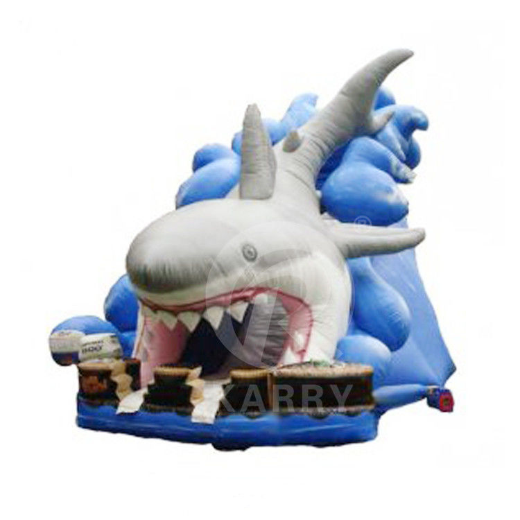 CE Blower and Repair Included Outdoor Blue Shark Inflatable Water Slide with Swimming Pool