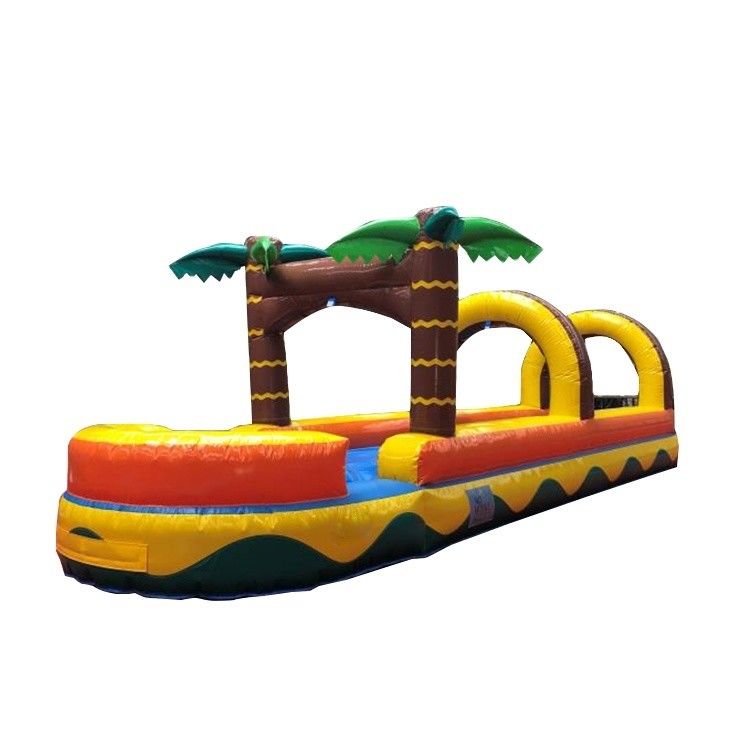 0.55mm PVC Tarpaulin Flat Slide Palm Tree Commercial Inflatable Water Slide for Adults