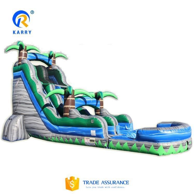 Colorful Palm Tree Design Inflatable Water Slide for Playground 15ft Commercial Grade