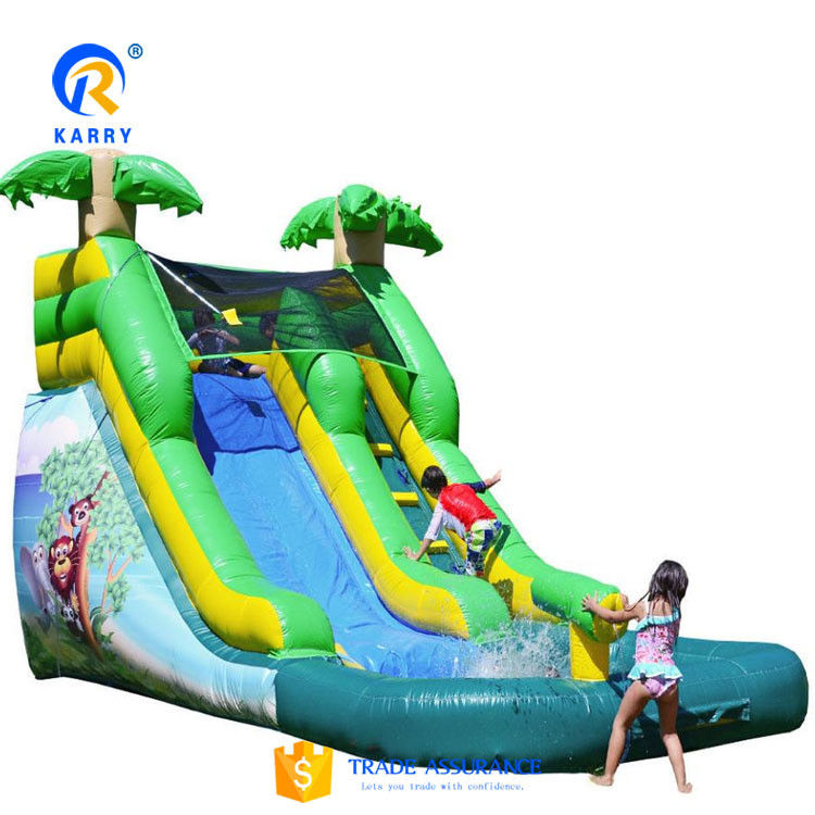 Customized Logo Lovely Green Jungle Safari Inflatable Water Slide for Kids and Adults