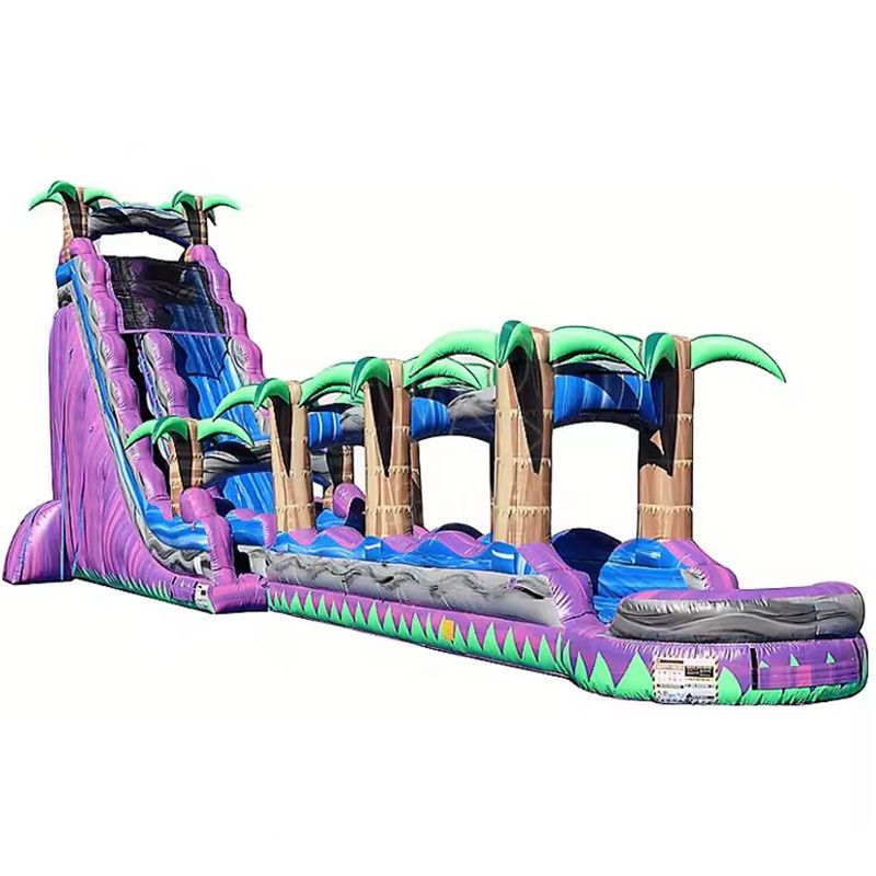 Digital Printing Purple Palm Tree Commercial Inflatable Water Slide for Adults and Kids
