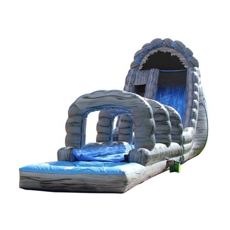 Outdoor Occasion Grey Inflatable Water Slide with Three Arch Bouncing and Swimming Pool