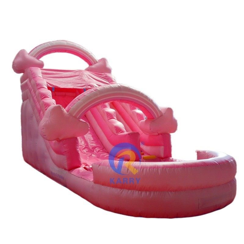 Portable Pure Pink Water Slide Inflatable with Pool Bounce House Jumping Bouncing Castle